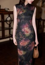 sleeveless classic black qipao dress