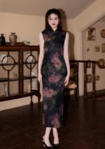 sleeveless classic black qipao dress