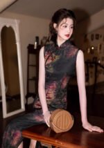 sleeveless classic black qipao dress