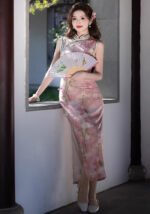 Vintage Floral Pink Cheongsam Dress