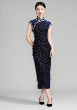 Vintage Velvet Sleevless Cheongsam Dress