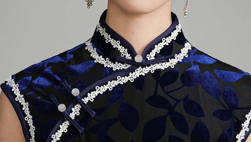 Vintage Velvet Sleevless Cheongsam Dress