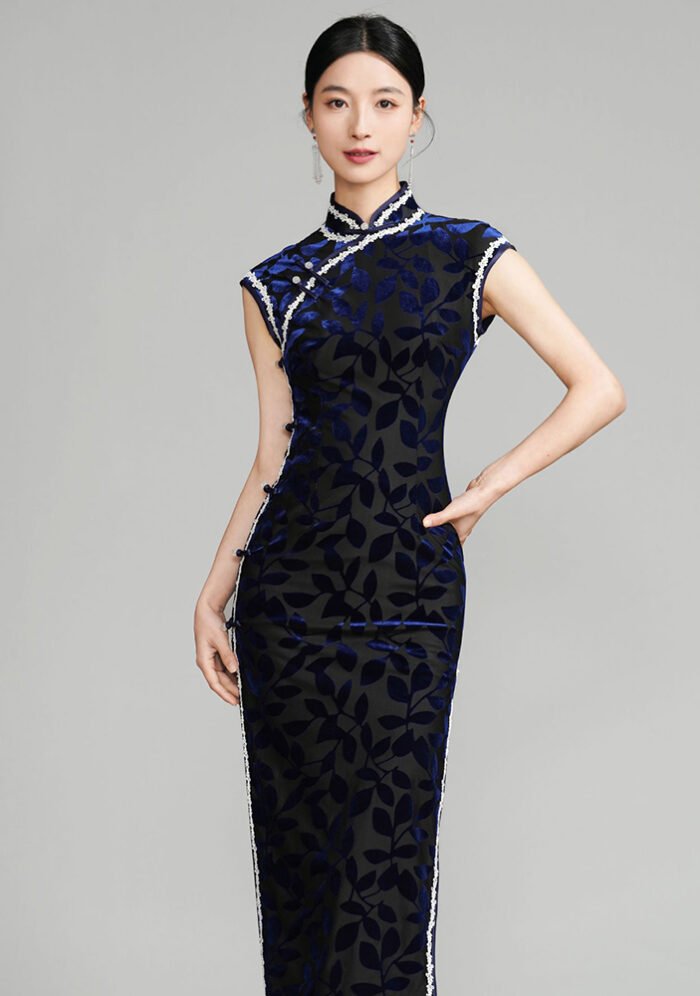 Vintage Velvet Sleevless Cheongsam Dress