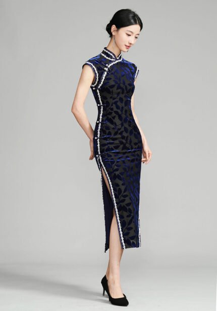 Vintage Velvet Sleevless Cheongsam Dress