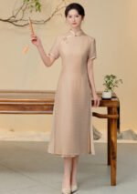 Vintage Lace Midi Cheongsam Dress