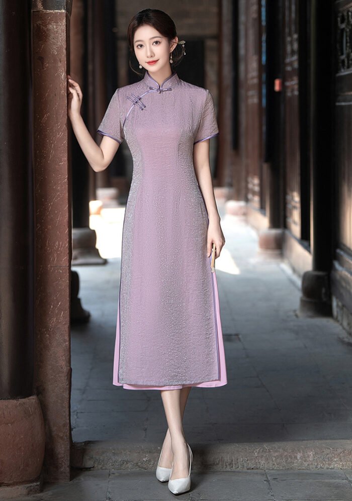 Vintage Lace Midi Cheongsam Dress