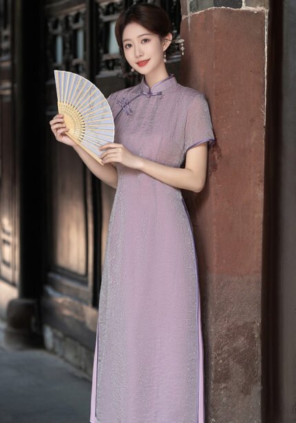 Vintage Lace Midi Cheongsam Dress