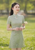 floral elegance short qipao dress