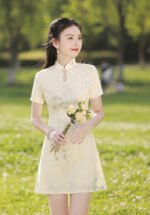 floral elegance short qipao dress