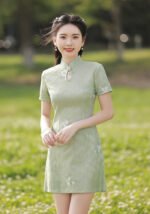 floral elegance short qipao dress
