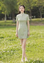 floral elegance short qipao dress