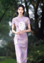 Purple Cheongsam Traditional Elegance Modern Aesthetics
