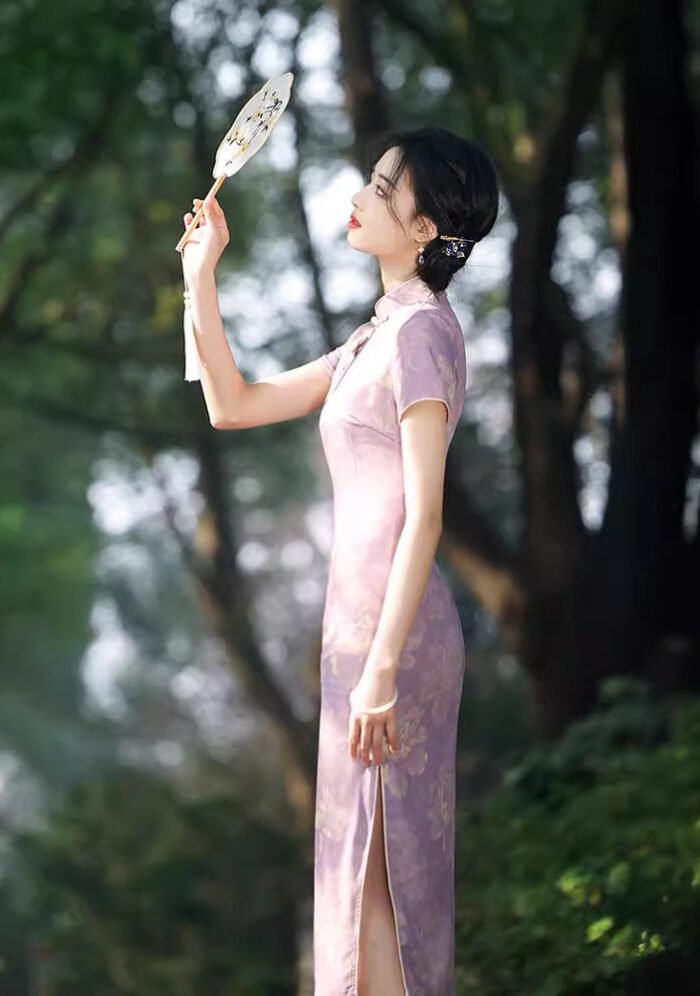 Purple Cheongsam Traditional Elegance Modern Aesthetics