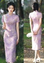 Purple Cheongsam Traditional Elegance Modern Aesthetics