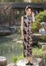 Sleeveless Black Green Qipao Dresses
