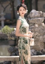 Sleeveless Black Green Qipao Dresses