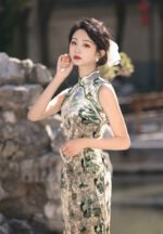 Sleeveless Black Green Qipao Dresses