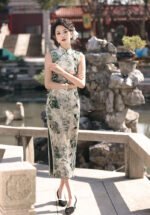 Sleeveless Black Green Qipao Dresses