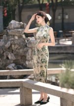 Sleeveless Black Green Qipao Dresses