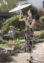 Sleeveless Black Green Qipao Dresses