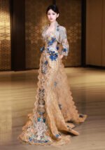 Champagne Gold Xiuhe Wedding Dress Bridal Gown