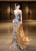 Champagne Gold Xiuhe Wedding Dress Bridal Gown