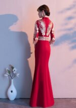 Elegant Red Cheongsam with Golden Phoenix Embroidery