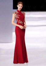 Exquisite Red Mermaid Gown with Intricate Floral Embroidery