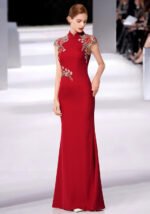 Exquisite Red Mermaid Gown with Intricate Floral Embroidery