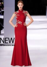 Exquisite Red Mermaid Gown with Intricate Floral Embroidery