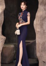 Phoenix & Peony Embroidered Mermaid Exquisite Cheongsam