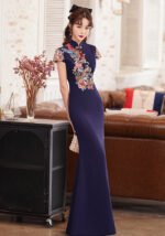 Phoenix & Peony Embroidered Mermaid Exquisite Cheongsam
