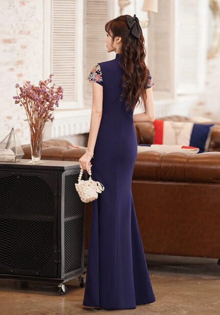 Phoenix & Peony Embroidered Mermaid Exquisite Cheongsam