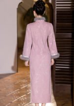 Autumn and Winter New Chinese Style Cheongsam Dress Pink Qipao