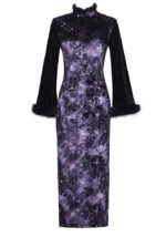 Autumn and Winter New Chinese Velvet Plus Cheongsam Dress