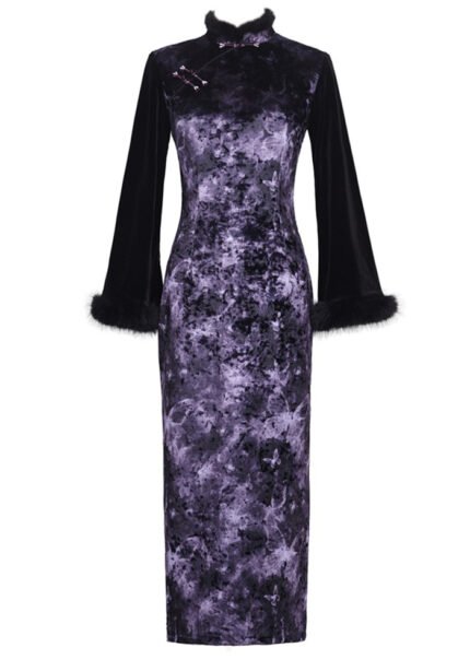 Autumn and Winter New Chinese Velvet Plus Cheongsam Dress
