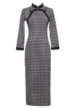 elegance winter qipao with plush trim