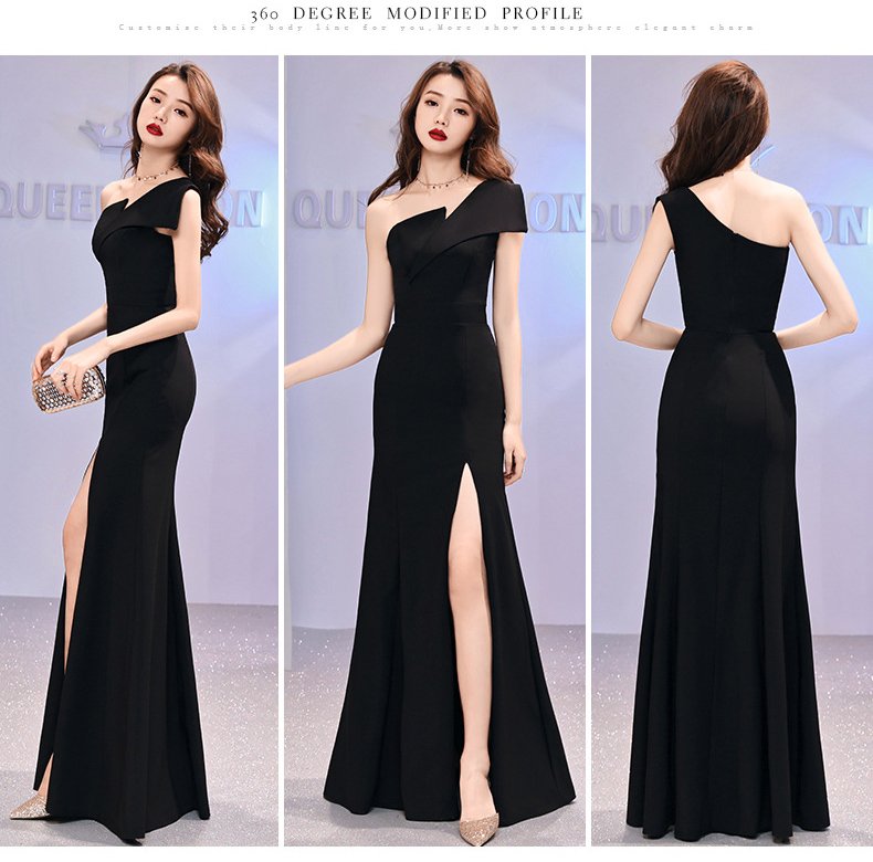 Elegant Black One-Shoulder Mermaid Evening Gown