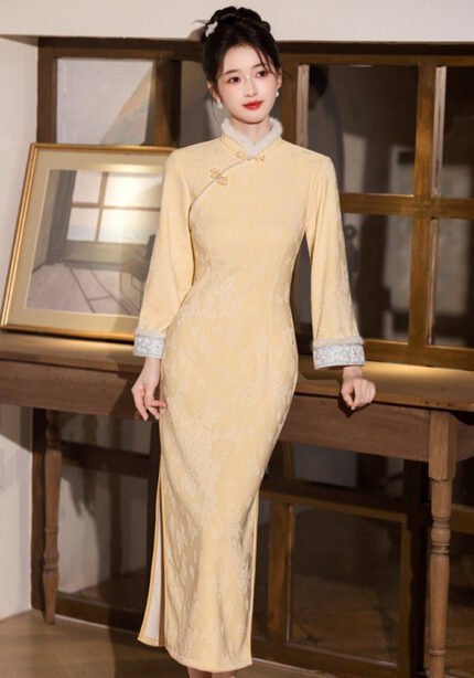 Fall Winter Neo-Chinese Style Qipao Elegant Vintage Cheongsam Dress​