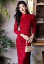 New autumn long sleeved retro Chinese style cheongsam dress