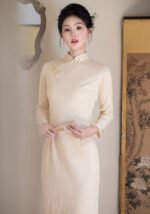 New autumn long sleeved retro Chinese style cheongsam dress