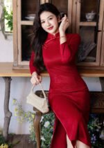 New autumn long sleeved retro Chinese style cheongsam dress