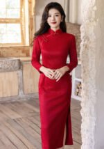 New autumn long sleeved retro Chinese style cheongsam dress