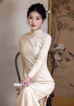 New autumn long sleeved retro Chinese style cheongsam dress