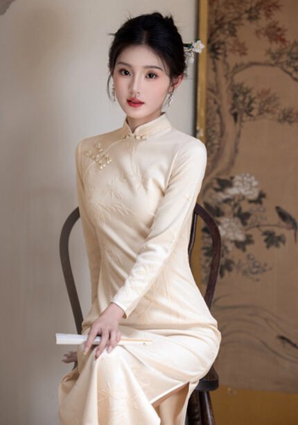 New autumn long sleeved retro Chinese style cheongsam dress