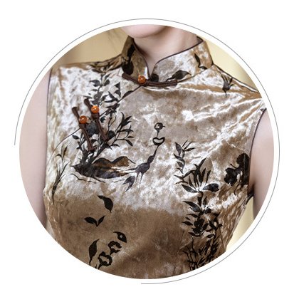 Retro Velvet Autumn Sleeveless Cheongsam Dresses