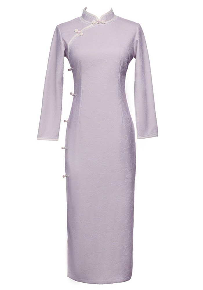 spring-and-autumn-elegant-silk-cheongsam-with-floral-brocade (5) Spring and Autumn Elegant Silk Cheongsam with Floral Brocade