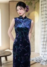 Vintage Silk Velongsam Cheongsam Sleeveless Maxi Dress
