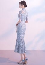 Azure Grace Gray Lace Mermaid Gown