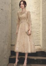 Evening Dress Banquet New Champagne-Colored Elegance Dress